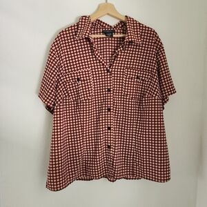 Elementz Geometric Printed Button Front Blouse Plus 2X